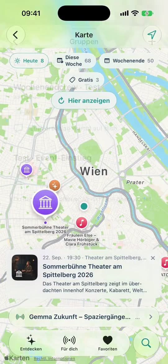 Wien Event Radar für iOS: Events auf der Karte von Wien
