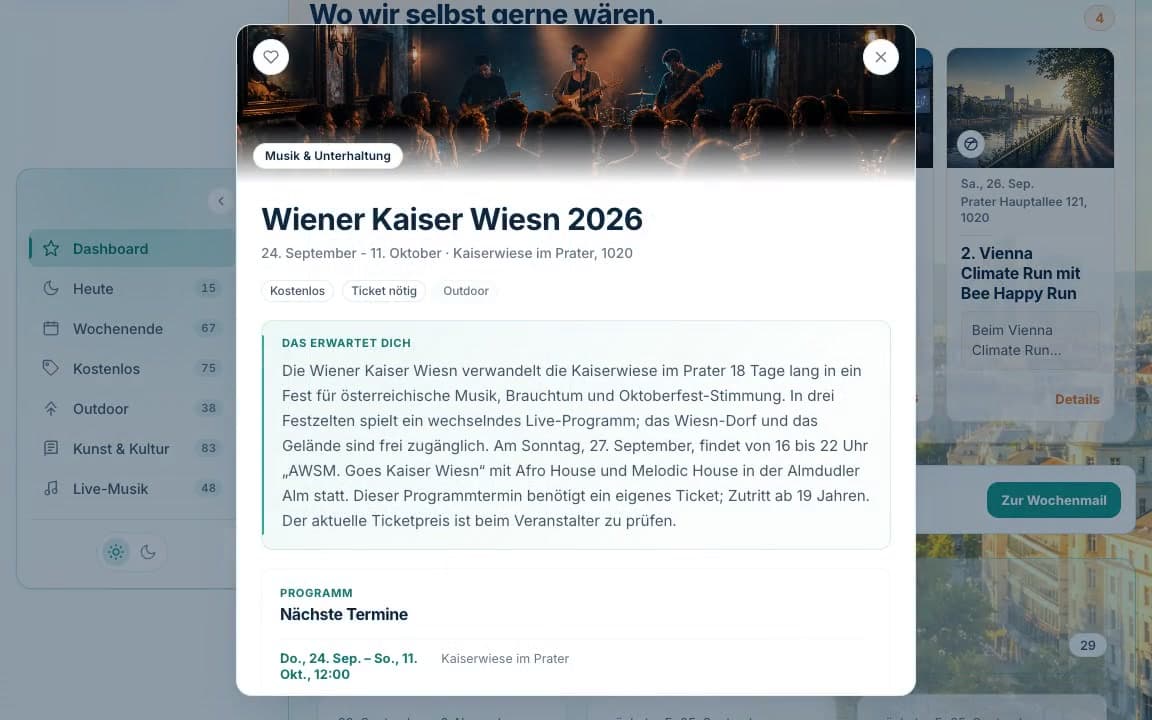 Eventdetails zur Wiener Kaiser Wiesn mit Beschreibung und nächsten Terminen